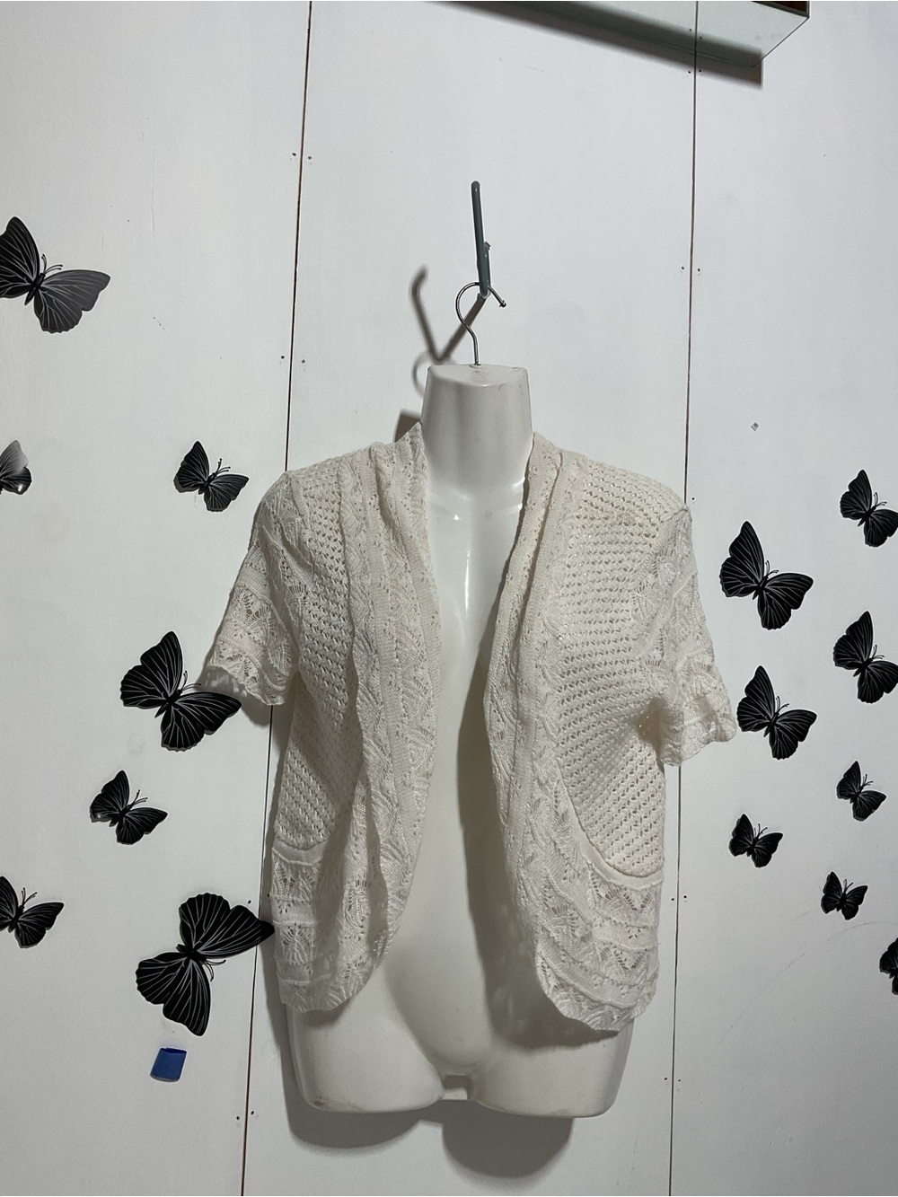 Chesley Ivory Open-Front Short Sleeve Knit Cardigan